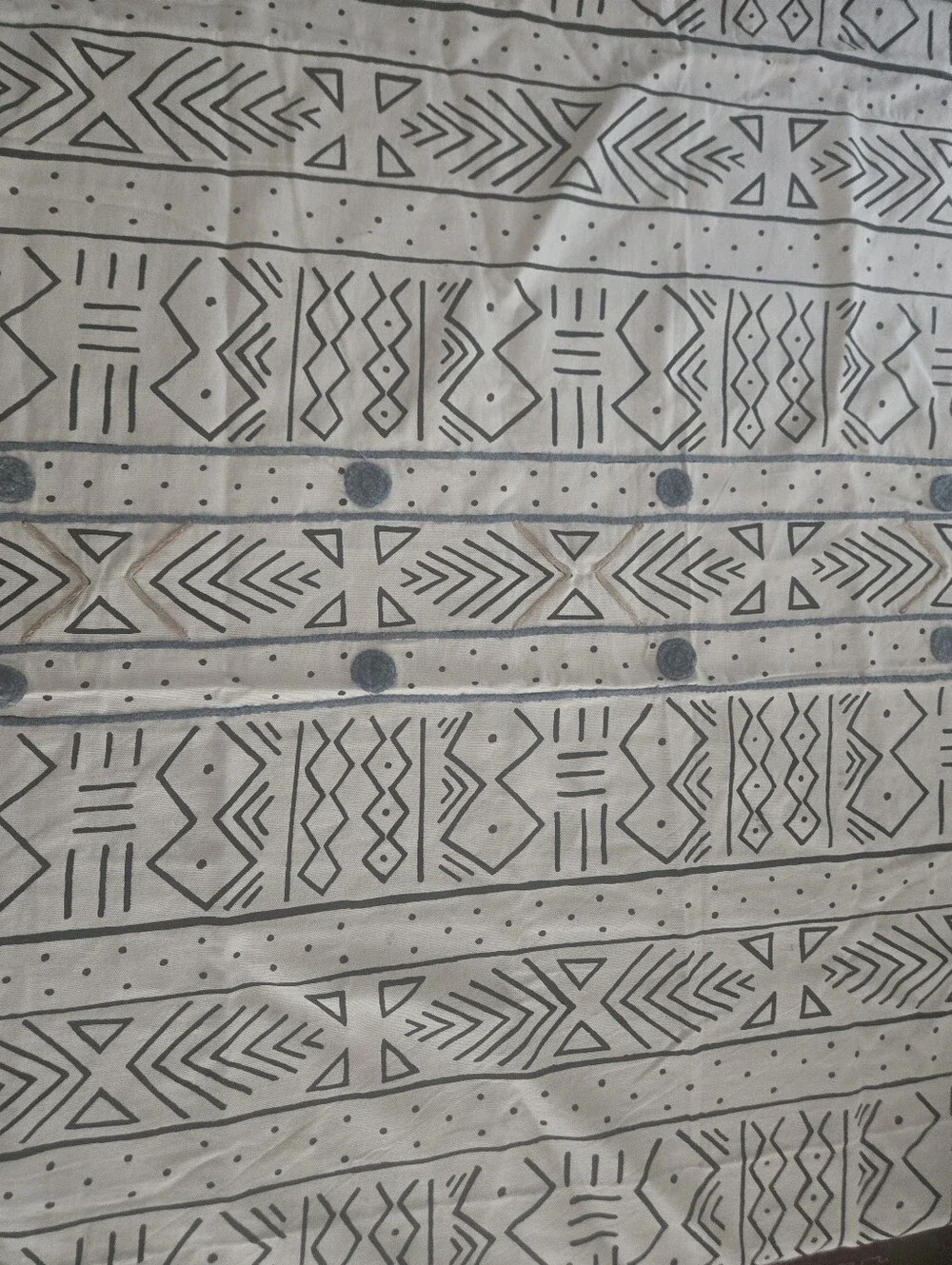 Geometric Malian Style Mudcloth - White